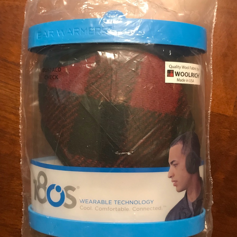 New Woolrich 180s buffalo red plaid ear warmers.